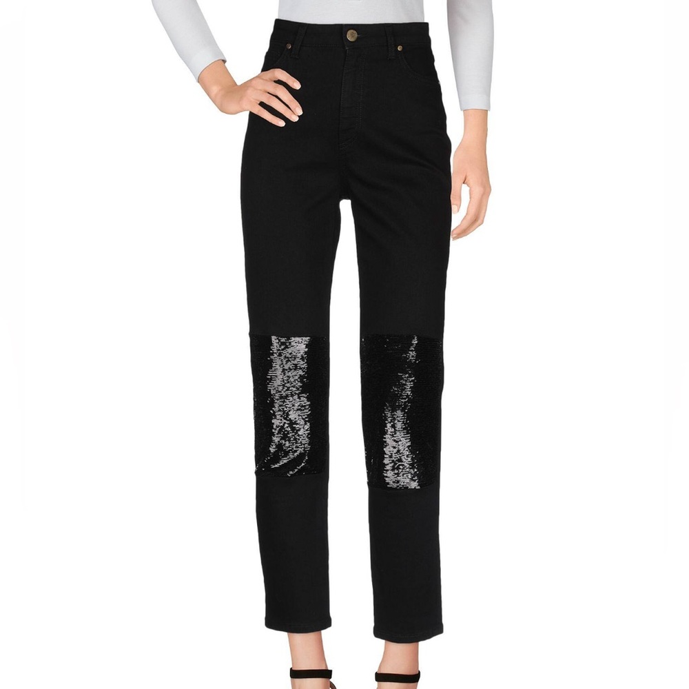 Space Black Jean with Sequin Knee